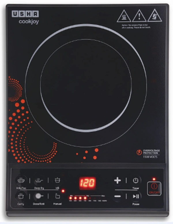 USHA IC 3616 Induction Cooktop  (Black, Push Button) - 1600W, BLACK, 1 year on product by brand